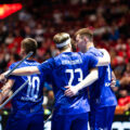 Finland celebrating a goal (Photo: IFF/Viktor Källberg)